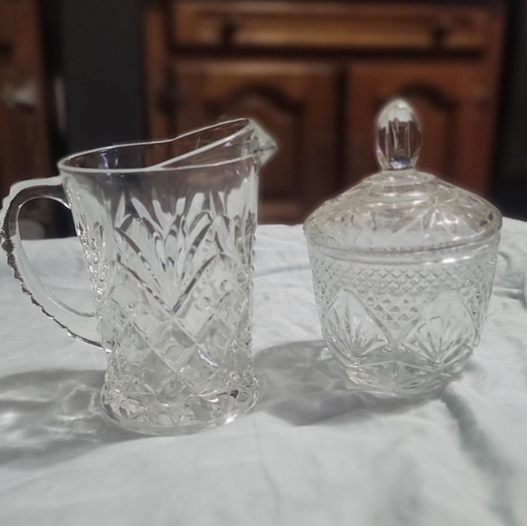 ⏳️Vintage⏳️ ANCHOR HOCKING WEXFORD Creamer & Sugar Set - Picture 1 of 10